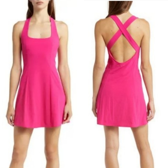 Outdoor Voices Dresses & Skirts - Outdoor Voices | Cross Back Pitaya Hot Pink Athletic Dress NWT
